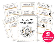 the shadow workbook is shown with four different pages and one has an intricate design on it