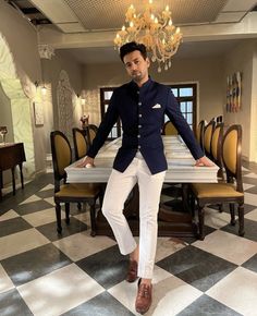 Indowestern Outfits For Men, Reception Suits, Denise Mercedes, Indian Wedding Suits Men, Wedding Clothes For Men, Business Casual Attire For Men, Suit For Men Wedding, Jodhpuri Suits, Jodhpuri Suits For Men