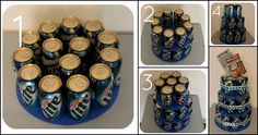 there is a cake made out of beer cans