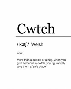 the words cwtch are written in black and white, on a white background