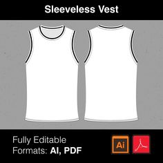 Sleevless Vest / Fashion Designers Description: Craft your own Sleevless Vest design effortlessly using this user-friendly apparel design kit! Tailored for streetwear enthusiasts looking to design their own vest, this kit encompasses all the vital vector files essential for seamless communication with manufacturers and pattern makers. It empowers you to fashion captivating design mock-ups and line sheets. Devoid of unnecessary complexity, this straightforward yet powerful design kit equips you w White Sleeveless Vest For Streetwear, Tech Pack Fashion, Vest Design, Gym Vests, Fashion Vector, Flat Sketches, Tech Pack, Vest Designs, Sports Vest