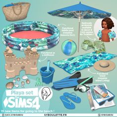 an image of some items that are in the sand for play set sims4