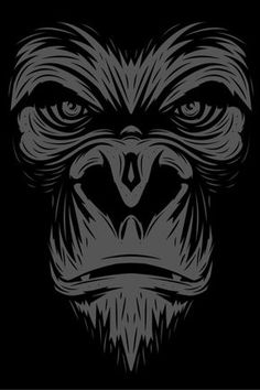 a gorilla face with an angry look on it's face