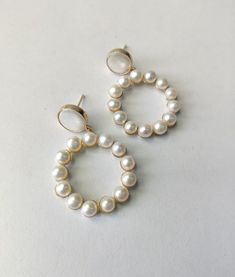 Small Pearl Hoop Earrings - Modern Pearl Earrings - Freshwater Pearl Drop Earrings - Wedding Earrings - Brass Earrings - Gold Earrings Gift - Etsy - Etsy Jewelry - Latest Wedding Earrings - Pearl earrings - Wedding Gift for her - Bridesmaids Gift - Unique Handmade Gifts - Earrings for Women - Indian Jewelry - Trending Jewelry Elegant White Hoop Pearl Earrings, Elegant Pearl Jewelry In Circle Shape, Elegant Pearl Circle Jewelry, Elegant Circular Pearl Jewelry, Elegant Circle Pearl Jewelry, White Pearl Embellished Hoop Earrings For Wedding, Delicate Round Pearl Earrings With Pendant, Delicate Round Pearl Pendant Earrings, White Hoop Pearl Earrings For Formal Occasions