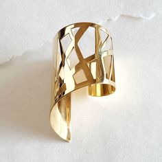 "2\" To 4\" Wide Asymmetrical Cuff Adjustable Solid Brass" Modern Cuff Bracelet As A Spring Gift, Modern Cuff Bracelet For Formal Spring Occasions, Modern Cuff Bracelet For Spring Party, Palm Cuff, Designer Runway, Brass Bangle, Geometric Jewelry, Jewelry Manufacturers, Gold Beads