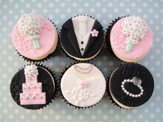 wedding cupcakes are decorated with fondant and icing