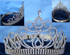 Beauty Pageant Gold Contoured Crown Tiara Quinceanera Dresses Blush, King Crowns, Pageant Crowns, Bridal Tiaras, Princess Bridal, Crown Tiara, Rhinestone Tiara, Rhinestone Crown, Kings Crown