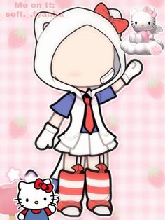 Gachalife Girl Outfits, Seni Dan Kraf, Club Outfit Ideas, Hello Kitty Pictures, Cute Doodle Art, Hello Kitty Collection