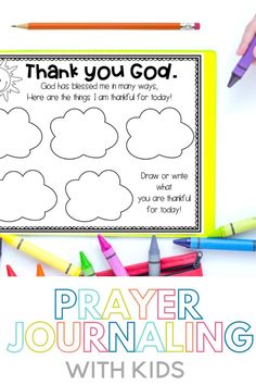 a prayer journal with crayons and pencils