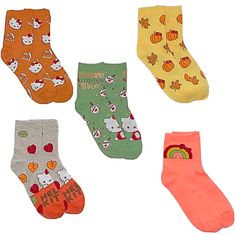 Brand New Hello Kitty Pumpkin Spice Themed Socks 5 Pairs Casual Orange Socks For Winter, Casual Orange Winter Socks, Cute Cotton Socks For Fall, Casual Multicolor Fall Socks, Casual Orange Socks For Fall, Kitty Pumpkin, Hello Kitty Pumpkin, Pumpkin Spice Everything Nice, Hello Kitty Keychain