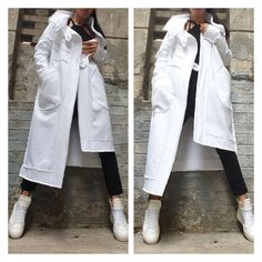 New Collection Everyday Coat/Asymmetric White Vest/Hooded | Etsy Elegant Long Cotton Outerwear, Oversized White Sweater Coat With Pockets, White Oversized Sweater Coat With Pockets, White Sweater Coat With Pockets For Work, Woman Coat, Asymmetrical Coat, Pocket Vest, Scarf Jacket, White Vest