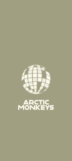 the arctic monkeys logo is shown in white on a gray background with black and white stripes