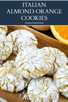 italian almond orange cookies on a cutting board