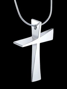 "Trinity Cross sterling silver cross   Solid sterling silver  The Trinity Cross is a beautiful symbol of faith for oneself or as a special gift for a loved one.  Its elegant, geometric design is inspired by the Holy Trinity and expresses it from every angle.  The spiritual message embodied in the Trinity Cross is belief in the love and compassion of Christ's atonement and His promise of Eternal Life. The Trinity Cross solid silver pendant is made by the lost wax method, and is hand cast and hand Modern Silver Necklace With Cross Pendant, Modern Sterling Silver Cross Pendant Jewelry, Modern Sterling Silver Cross Pendant, Modern Crucifix Cross Necklace As Gift, Modern Silver Cross Pendant Necklace, Modern Cross Necklace As A Gift, Modern Cross Jewelry For Gift, Scarab Necklace, The Holy Trinity