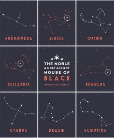 twelve zodiac signs and their names in the night sky with stars on them, including saturn,