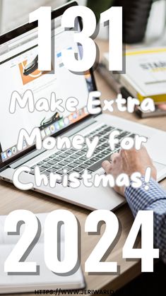 a man is typing on his laptop with the text, 138 make extra money for christmas