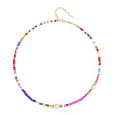 PRICES MAY VARY. 【Colorful Beaded Necklace Material】: This aesthetic boho necklace is made of high quality glass beads, hematite natural stone and freshwater pearls, the metal parts are made of stainless steel plated with 18K gold that will not fade and get rust. The materials are eco-friendly and able to wear for a long time. 【Beaded Necklace Design】: This boho multicolor beaded choker necklace is fully handmade, dainty gold necklace can be a layered necklaces for women, and also can be wear wi Colorful Beaded Necklace, Necklace Y2k, Aesthetic Boho, Beaded Necklace Designs, Fashion Beads, Beaded Necklace Diy, Neck Accessories, Buy Bead, Necklace Diy