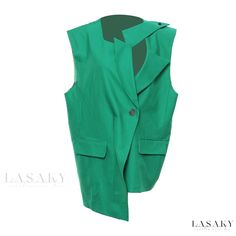 Lasaky - Irregular Vest Outerwear with Unique Personal Style Chaleco Casual, Pleated Shirt Dress, Trendy Pants, Athleisure Dress, High Street Fashion, Swimwear Bottoms, Vest Coat, Green Coat, Outerwear Vest