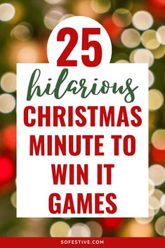 a christmas tree with the words 25 hilarious christmas minute to wint games on it