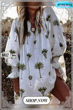 Summer Boho V Neck Beach Boho Floral Casual Mini Dress Patterned V-neck Mini Dress For Beach, Long Sleeve Beach Cover-up Dress For Vacation, Long Sleeve Mini Dress For Beach Vacation, Beachy Long Sleeve Dresses For Vacation, Casual Long Sleeve Dress For Beach Party, Beach Tropical Print Dress, Patterned Summer Vacation Dresses, Patterned Summer Dresses For Vacation, Patterned Summer Dress For Vacation