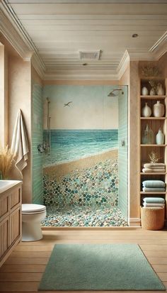 Bathroom Ideas Ocean Theme, Ocean Bathroom Theme, Dream Bathroom Ideas, Ocean Theme Bathroom, Ocean Bathroom Decor, Sea Bathroom, Cape Dutch, Beach Bathroom