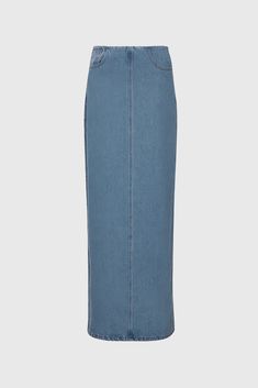 This Maxi Denim Skirt is crafted with a cropped waistband for a fashionable edge, and featuring pockets, a zipper closure, and a straight fit.Fabric: Cotton, Polyester Maxi Denim Skirt, Denim Maxi Skirt, Blue Maxi, Swimwear Cover Ups, Swimwear Cover, Swimwear Tops, Fabric Cotton, Denim Skirt, Zipper