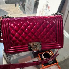 Great Condition Come With Dust Bag And Authentic Card Chanel Bags, Chanel Bag, Pink Color, Calf Skin, Dust Bag, Chanel, Bag Lady, Handbags, Pink