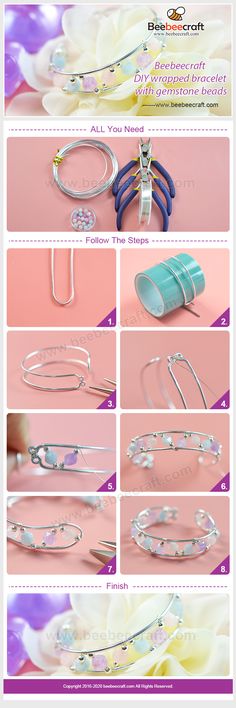 the instructions for how to make bracelets with swarong wire and crystal stones