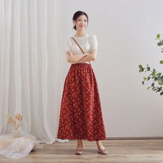 "Size Chart :  It is the garment's measurements, Not body measurements . Size XS:  Flexible Waist: 65cm-80cm（25.6\"-29.5\"）, Length: 90 cm （35.4\"） Size S: Flexible Waist: 70cm-85cm（27.5\"-33.5\"）,  Length: 90 cm （35.4\"） Size M: Flexible Waist: 75cm-90cm（29.5\"-35.5\"）,  Length: 90 cm （35.4\"） Size L: Flexible Waist: 80cm-95cm（31.5\"-37.5\"）,  Length: 90 cm （35.4\"） Size XL: Flexible Waist: 90cm-105cm（35.5\"-41.5\"）,  Length: 90 cm （35.4\"） Size XXL: Flexible Waist: 100cm-115cm（39.5\"-45.5\"）,  Length: 90 cm （35.4\"） Size 3XL: Flexible Waist: 110cm-125cm（43.5\"-49.5\"）,  Length: 90 cm （35.4\"） Size 4XL: Flexible Waist: 120cm-135cm（47.5\"-53.5\"）,  Length: 90 cm （35.4\"） Size 5XL: Flexible Waist: 130cm-145cm（51.5\"-57.5\"）,   Length: 90 cm （35.4\"） Size 6XL: Flexible Waist: 140cm-150cm（56. Red Maxi Skirt With Pockets For Spring, Red Cotton Flared Skirt Bottoms, Casual Red Gathered Skirt, Casual Red Full Skirt Bottoms, Red Skirted Casual Dress, Red Casual Skirted Dress, Red Cotton Midi Skirt, Red Skirt With Pockets For Spring, Red Spring Skirt With Pockets