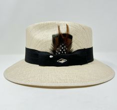 Mens Tan Viejo Lowrider Fedora Vented Straw Hat With Brown Combo Feather Features: Crown Style: Viejo Crown Size: 3 1/2" Brim Size: 2 3/4" Hat Sizes: 6 7/8 - 7 5/8 Hat Band: Black Band Classic White Fedora For Outdoor, Adjustable Flat Brim Fedora, Winter Fashion Trends, Fashion Trends Winter, Lowrider, Hat Band, Straw Hat, Hat Sizes, Fedora