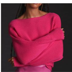 Nwt Anthropologie Ribbed Pullover Sweater Size Sp Fits Like A Small - Tad Oversized Pink Brand New Pullover Style 17” Length Viscose, Polyester And Nylon Pink Ribbed Sweater, Black Friday Fashion, Hot Pink Sweater, Pink Fits, Sweater Fits, Fashion Deals, 50 Fashion, Ribbed Sweater, Pink Sweater