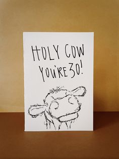 Cow themed birthday card - add age in note at checkout Details: 4 1/4" x 6" Card Brown envelope included. Blank inside. Inside writing available upon request. Customize at checkout or emailing art@originalkashcollections.com. Handmade items are similar but may not be identical. Western Birthday Cards Diy, Funny Hand Drawn Birthday Cards, Funny Birthday Cards To Make, Cow Birthday Cards Handmade, Pretty Diy Birthday Cards, Homemade Birthday Cards For Him, Homemade Cards For Men Birthdays, Father Birthday Cards Diy, Birthday Card Ideas Grandpa