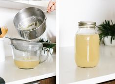 two pictures showing how to make homemade lemonade