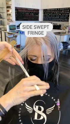 Looking for an easy way to create a side swept fringe? I’ve got you covered 👍💗 . . . #sidesweptbangs #sideswept #curtainfringe #bangs… | Instagram Diy Long Bangs Haircut, How To Trim Side Swept Bangs, Fringe Bangs Side Part, Cut Side Swept Bangs, Emo Bangs Side Swept, Asymmetrical Bangs Fringes, Side Part Fringe Bangs, Diy Side Bangs, Curtain Bangs Side Part Haircuts