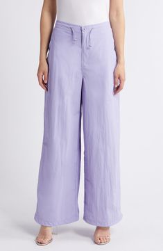 Fall for the silhouette of these wide-leg pants designed with a drawcord waist. Zip fly with button closure; drawcord waist Unlined 60% rayon, 40% polyester Machine wash, line dry Made in USA Men Home Decor, Hairstyling Products, Purple Fits, Rollerball Perfume, Beauty Sale, Fragrance Design, Pants Design, Nordstrom Store, Styling Tools