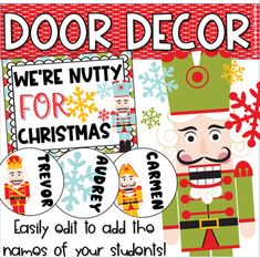 a christmas door sign with an image of a nutcracker