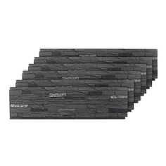 six pieces of black slate tile on a white background