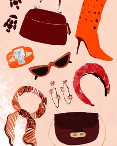 Fashion and lifestyle illustrator based in London - meganstclair Shades Of Maroon, Women Fashion Accessories