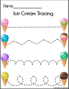 an ice cream trating worksheet for kids to learn how to write and draw