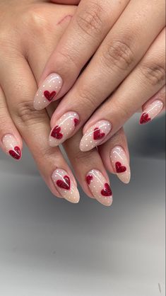 February Nails, Red Nail Designs, Heart Nails, Funky Nails, Pretty Acrylic Nails, Chic Nails