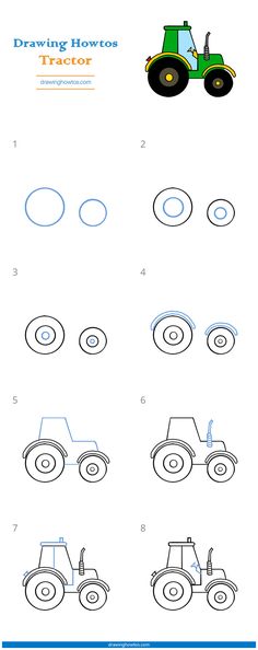 how to draw a tractor for kids