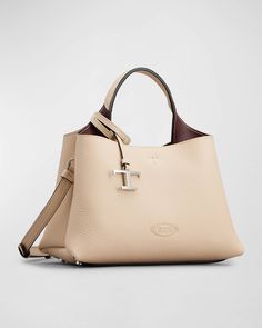 Tod's Micro Apa Leather Top-Handle Bag | Neiman Marcus T Logo, Beauty Event, Open Top, Handle Bag, Manolo Blahnik, Leather Top, Lifestyle Brands, Christmas List, Calf Leather