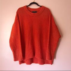 Never Worn Before Bought Online And Could Not Return Fits Me Oversized And I’m An Xxl Bright Orange Color Oversized Cozy Zara Tops, Oversized Soft Knit Zara Sweater, Zara Oversized Soft Knit Sweater, Zara Oversized Casual Sweater, Zara Oversized Knit Sweater, Zara Sweater, Oversized Sweater, Bright Orange, Color Orange