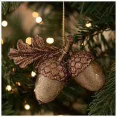 an ornament hanging from a christmas tree