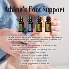 ATHLETE’S FOOT SUPPORT Have you ever suffered from athlete's foot? The itching, burning, peeling skin can make you go crazy. There are several ointments and powders to treat athlete's foot. However, there has been a great success with more natural treatments such as using essential oils. Try this healing foot soak for natural support Begin by: Fill a large bowl with hot or warm water. You want the bowl to be large enough that you can comfortably soak your both feet thoroughly in the water Essential Oil For Athletes Foot, Foot Soak For Athletes Foot, Essential Oils For Cough, Essential Oil Roller Bottle Recipes, Diy Medicine, Simply Earth, Oregano Essential Oil, Doterra Oil, Diy Essential Oil Recipes