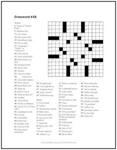 the crossword puzzle is shown in black and white