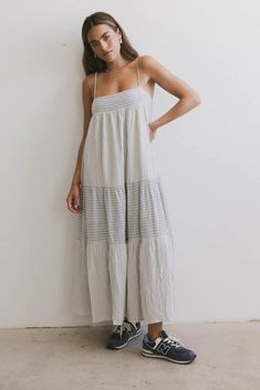 Woven maxi dress in blue