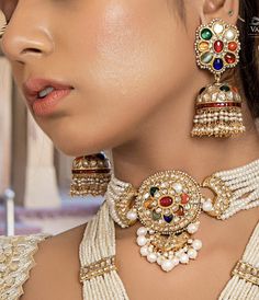 Navaratan Jewellery, Navratna Jewellery, Navratna Necklace, Culture Jewelry, Diamond Earrings Design, Gold Jewelry Stores, Antique Jewelry Indian