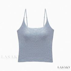 Lasaky - Premium Upgrade Cotton Camisole with Built-in Bra, Ideal for Layering and Basic Top Gray Sleeveless Seamless Top, Gray Seamless Sleeveless Top, Gray Seamless Cami Top, Gray Camisole Top With Built-in Bra, Cotton Camisole, Stunning Tops, Embroidered Collars, Backless Top, Yoga Tops