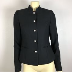 Gently Worn, No Flaws. Excellent Condition. Military Buttons With A Mandarin Collar. Silver Buttons, Elizabeth And James, Black Blazer, Black Blazers, Mandarin Collar, Blazer Suit, Suit Jacket, Jackets & Coats, Jackets For Women